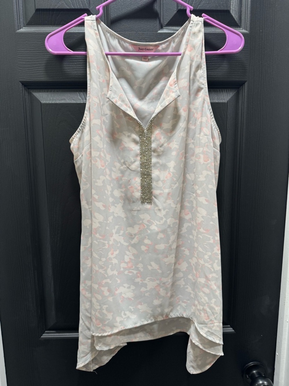 Juicy Couture Cream and Light Pink Beaded V-Neck Camisole